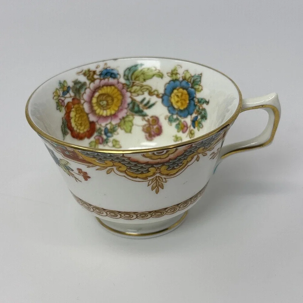 Hudson & Middleton Sutherland China Kiang Tea Cup Saucer Set Floral Gold Gilt‎